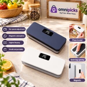 Rechargeable mini bag sealer with digital display and built-in cutter