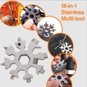 Stainless steel snowflake multi-tool for repairs and keyring carry